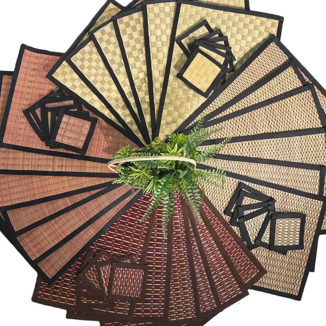 Natural Brown Tones Placemat and Coasters - 4 sets (6 mats plus coasters per set) BOC Select Assortment