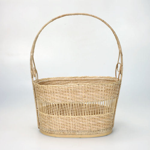 Custom Bamboo Basket with Handle Partially Closed Design 6-25C