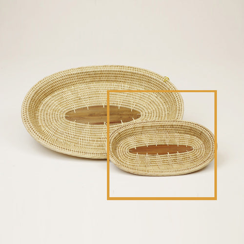 3-3WMini TRAY Solid Weave with Palm Leaf Center - Mini
