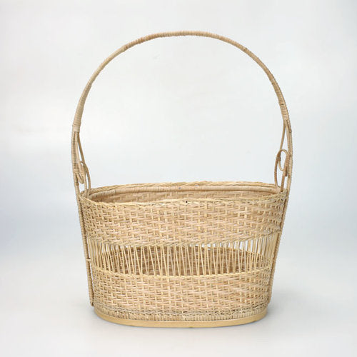 6-25C Custom Bamboo Basket with Handle Partially Closed Design
