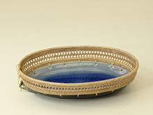 C2OV 10.5" Oval Crackle Glazed Ceramic Basket Pottery Bowl