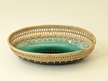 C2OV 10.5" Oval Crackle Glazed Ceramic Basket Pottery Bowl