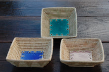 C71SQ 7" Square Crackle Glazed Ceramic Basket Tray Dish
