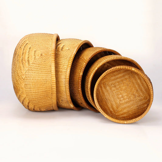 Smoked - Set of 5 Nested Round Bottom Bamboo Bowls S2-9S5